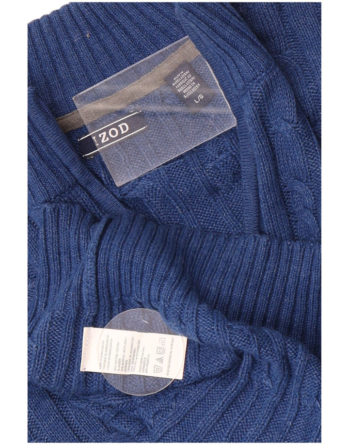 Izod Mens Zip Neck Jumper Sweater Large Blue Cotton