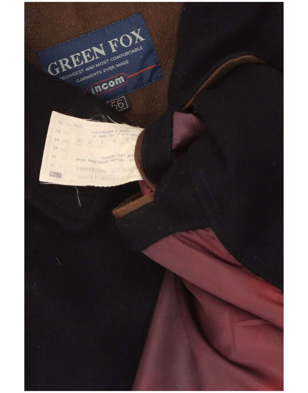 Green Fox Mens Overcoat IT 56 3XL Navy Blue Wool