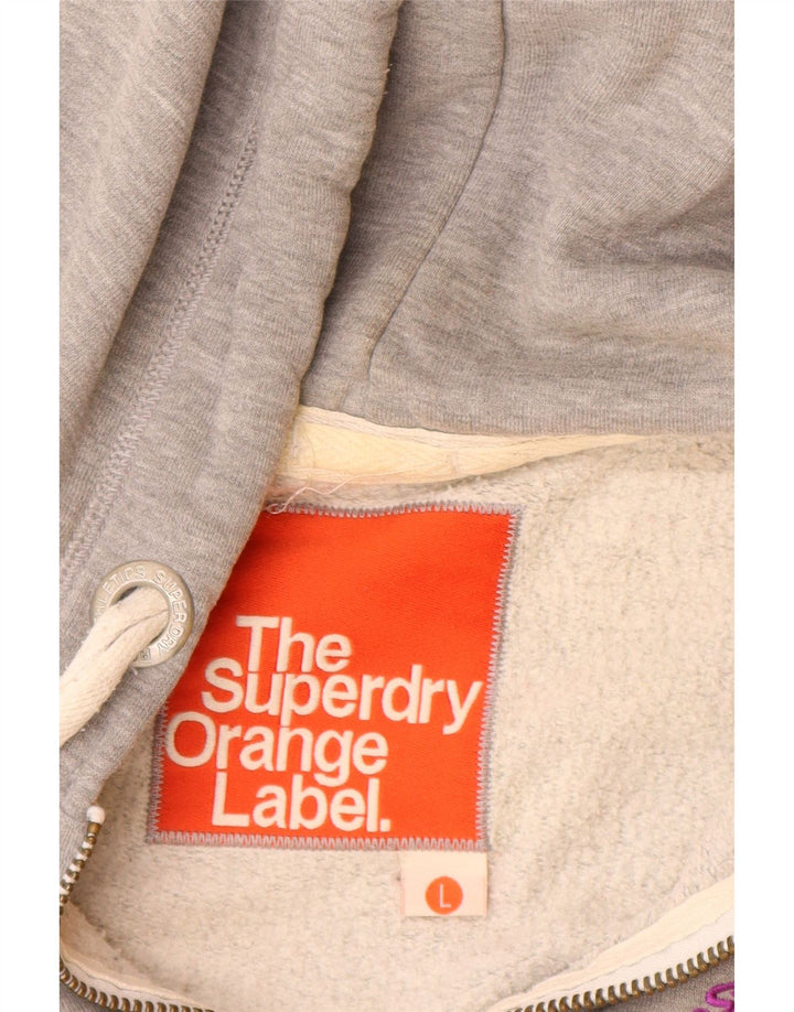Superdry Womens Zip Hoodie Sweater UK 14 Large Grey Polyester