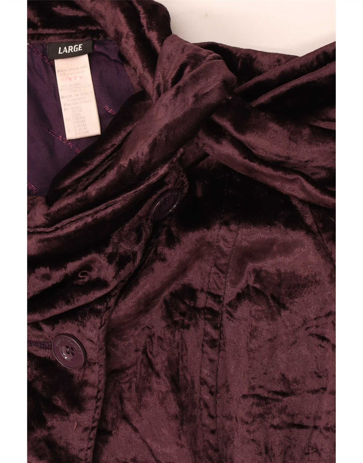 Sixty Womens Crop Velvet Bomber Jacket UK 14 Large Brown Cotton
