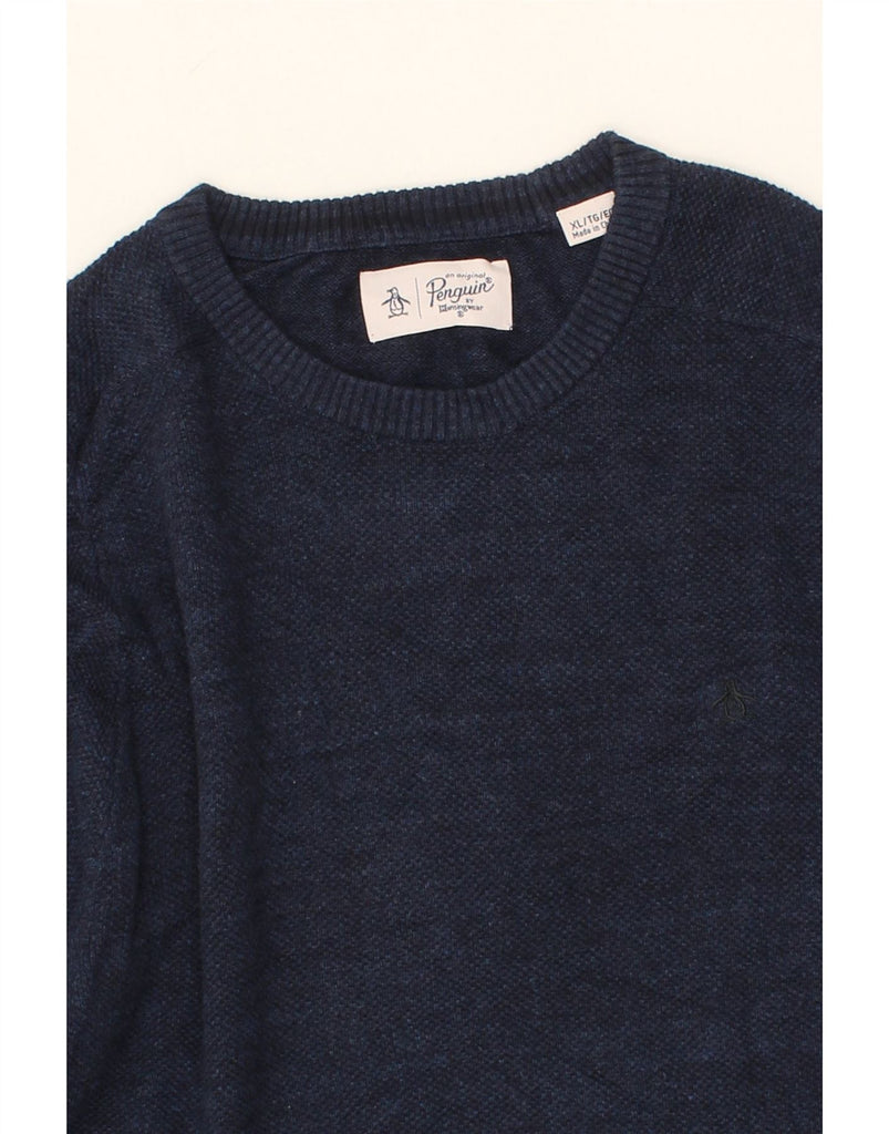 PENGUIN Womens Boat Neck Jumper Sweater UK 18 XL Navy Blue Cotton Vintage Penguin and Second-Hand Penguin from Messina Hembry 