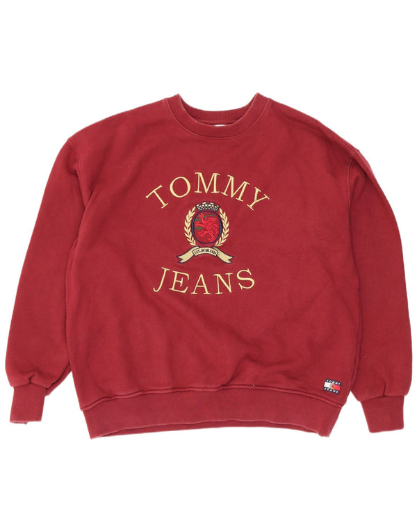 Tommy Hilfiger Mens Graphic Sweatshirt Jumper XL Maroon Cotton