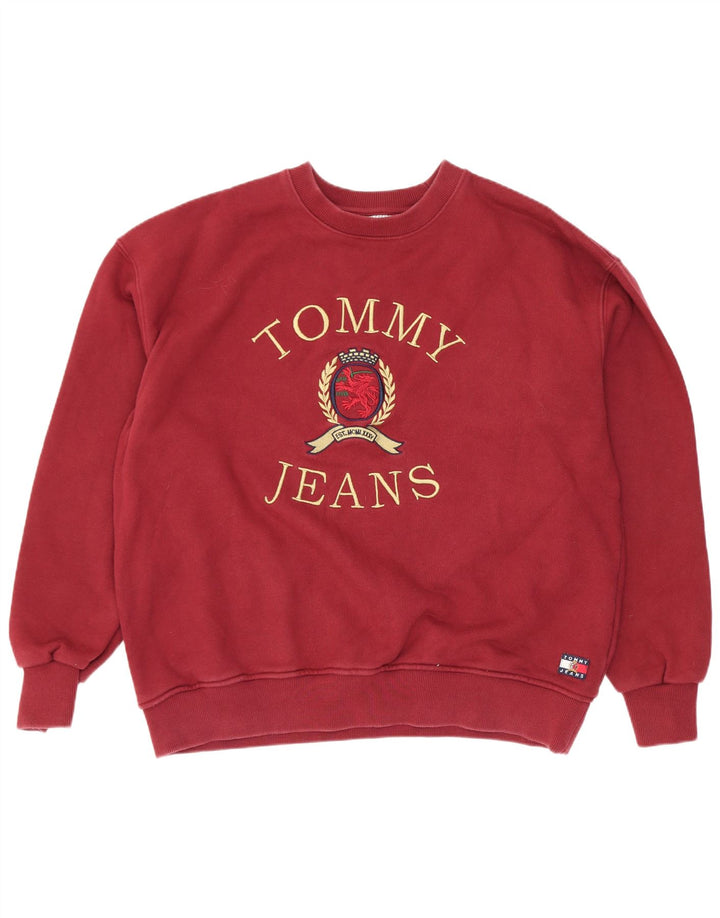 Tommy Hilfiger Mens Graphic Sweatshirt Jumper XL Maroon Cotton