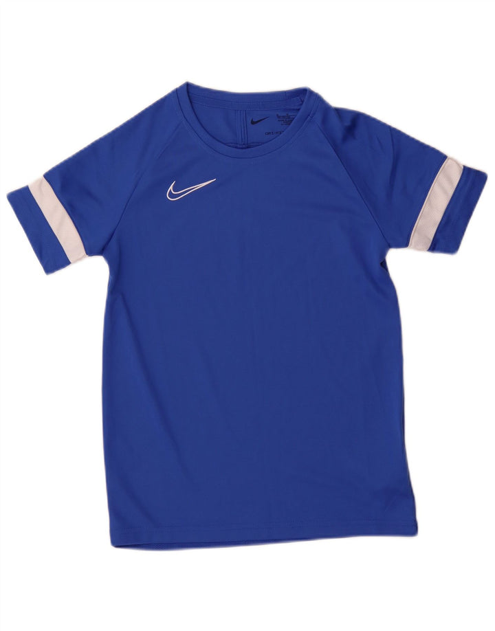 Nike Boys Dri Fit T-Shirt Top 10-11 Years Medium Blue Colourblock Polyester