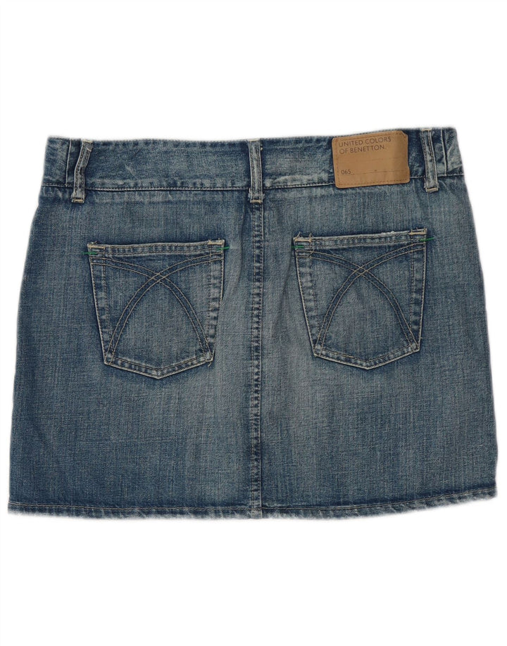 Benetton Womens Low Waist Mini Denim Skirt IT 44 Medium W34  Blue Cotton