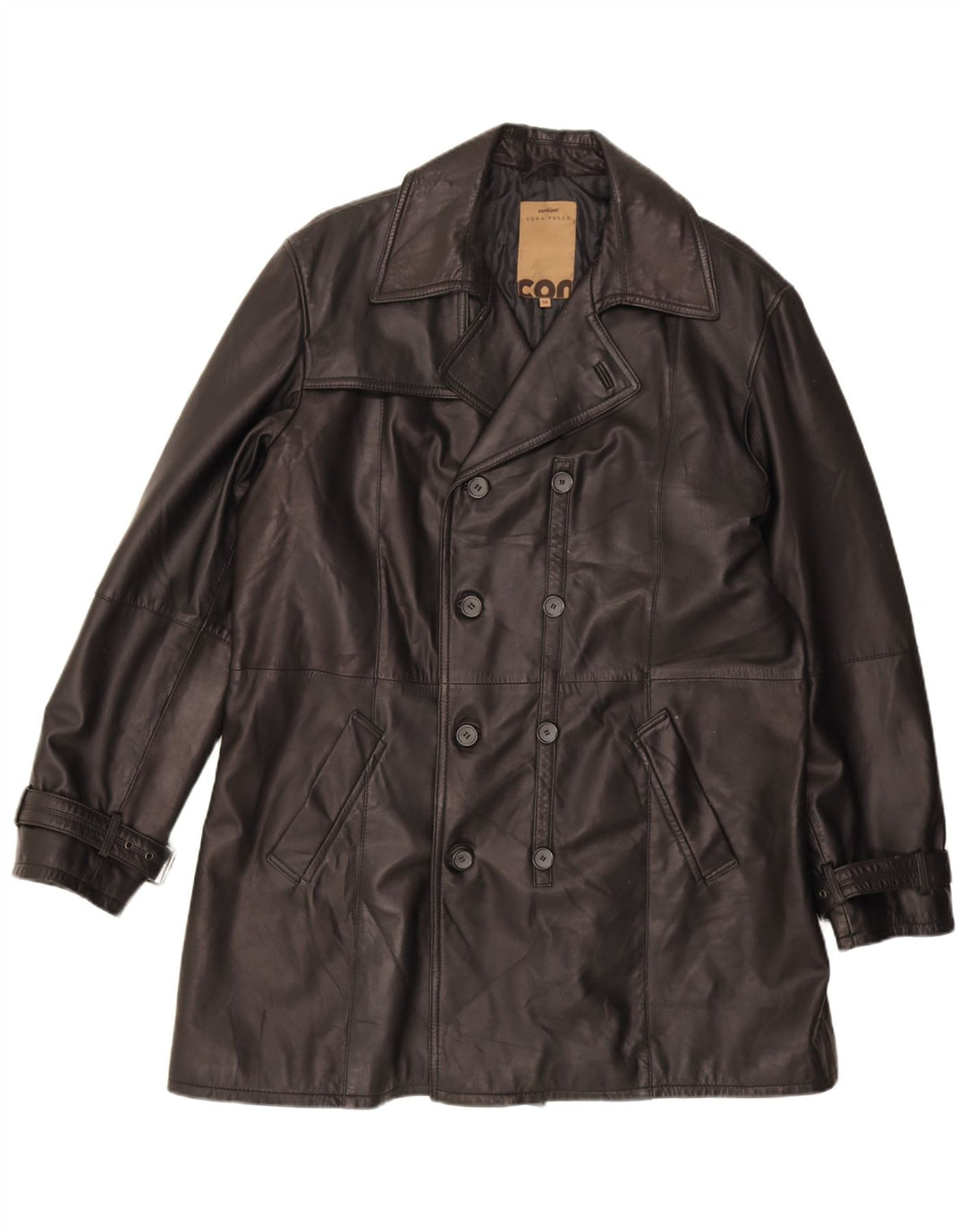 Conbipel Mens Leather Coat IT 54 XL Black Leather