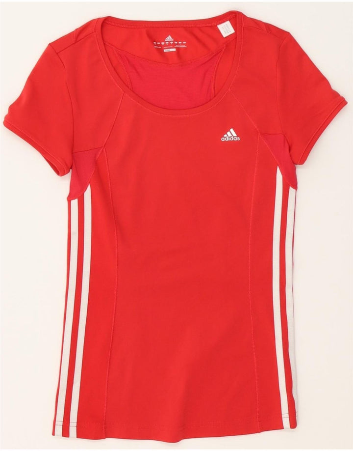 ADIDAS Womens Climacool T-Shirt Top UK 12 Medium Red Polyester Vintage Adidas and Second-Hand Adidas from Messina Hembry 