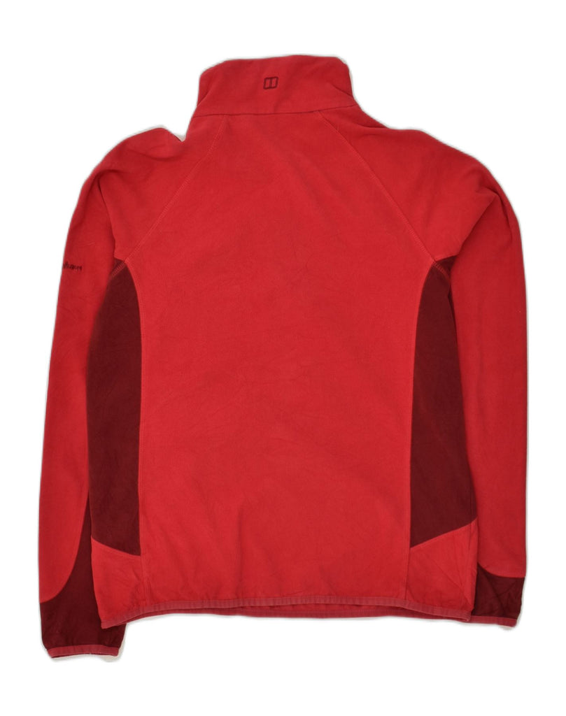 BERGHAUS Womens Zip Neck Fleece Jumper UK 12 Medium Red Colourblock | Vintage Berghaus | Thrift | Second-Hand Berghaus | Used Clothing | Messina Hembry 