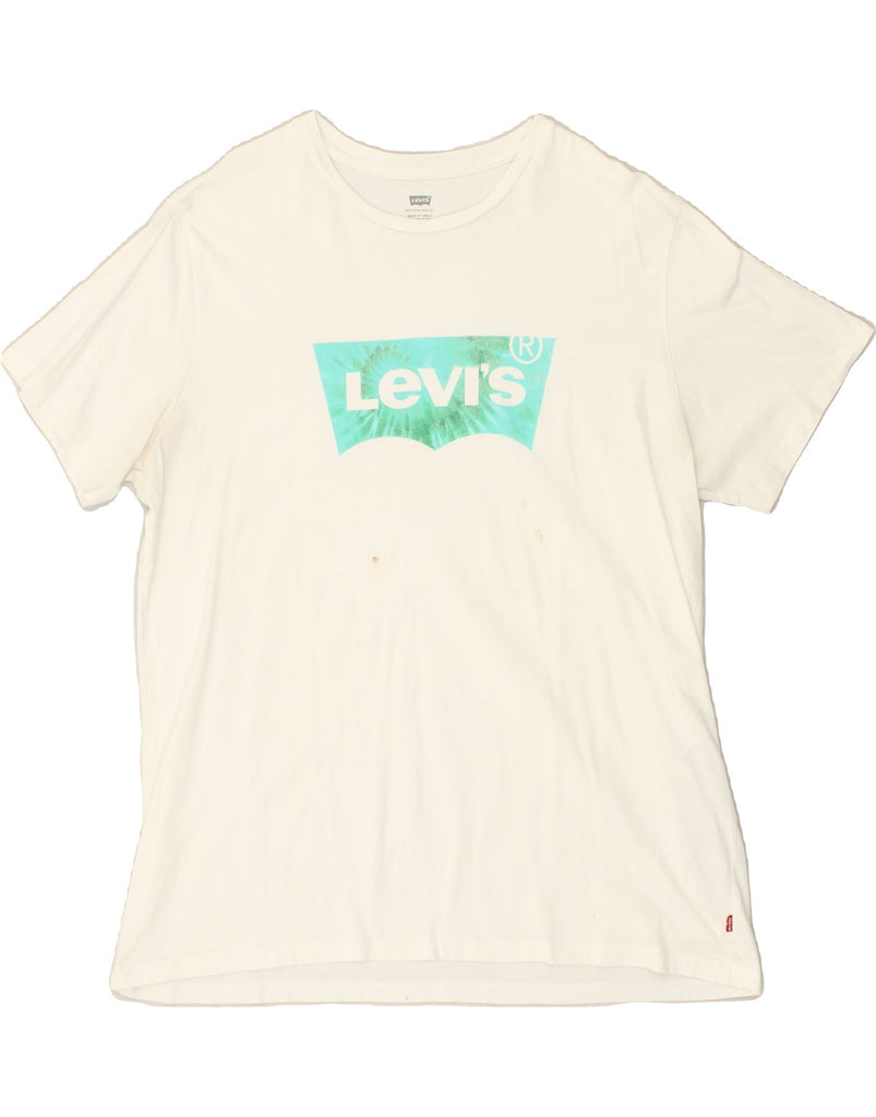 LEVI'S Womens Graphic T-Shirt Top UK 18 XL White Cotton | Vintage Levi's | Thrift | Second-Hand Levi's | Used Clothing | Messina Hembry 