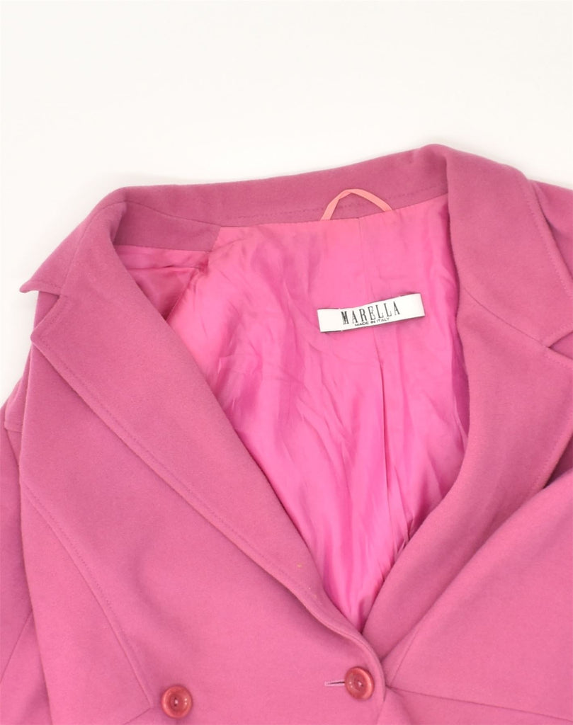 MARELLA Womens Double Breasted Blazer Jacket UK 10 Small  Pink Wool | Vintage Marella | Thrift | Second-Hand Marella | Used Clothing | Messina Hembry 