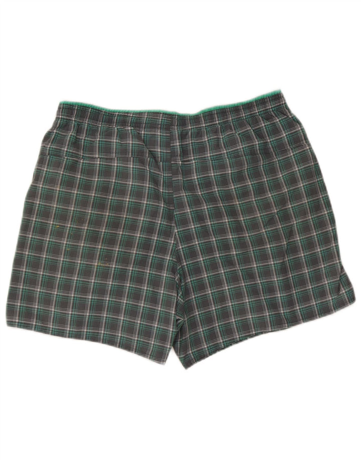 Adidas Mens Swimming Shorts Medium Green Check Polyester