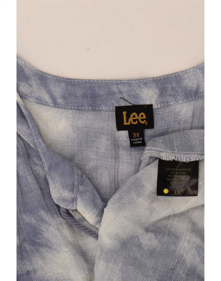 Lee Womens Sleeveless Oversized Blouse Top UK 22 3XL Blue Tie Dye Rayon