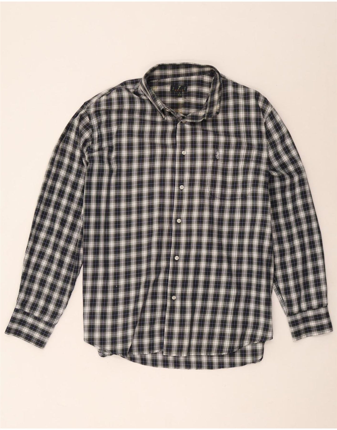 STS Mens Flannel Shirt Size 42/43 Large Blue Check Polyester