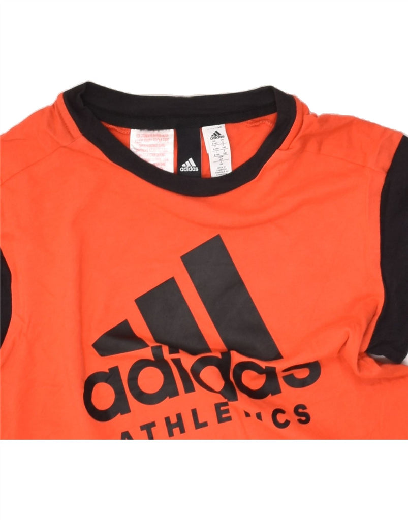 ADIDAS Boys Graphic T-Shirt Top 9-10 Years Red Colourblock Cotton | Vintage Adidas | Thrift | Second-Hand Adidas | Used Clothing | Messina Hembry 