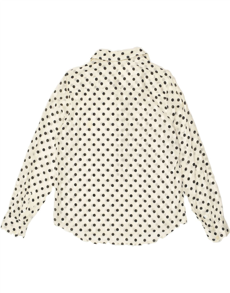 J. CREW Womens See Through Pullover Shirt UK 14 Medium White Polka Dot | Vintage J. Crew | Thrift | Second-Hand J. Crew | Used Clothing | Messina Hembry 