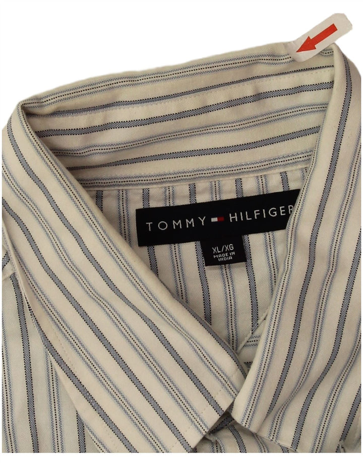 Tommy Hilfiger Mens Shirt XL White Striped Cotton