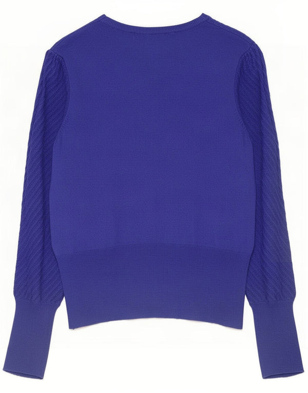 Marks & Spencer Womens Crop Boat Neck Jumper Sweater UK 12 Medium Blue