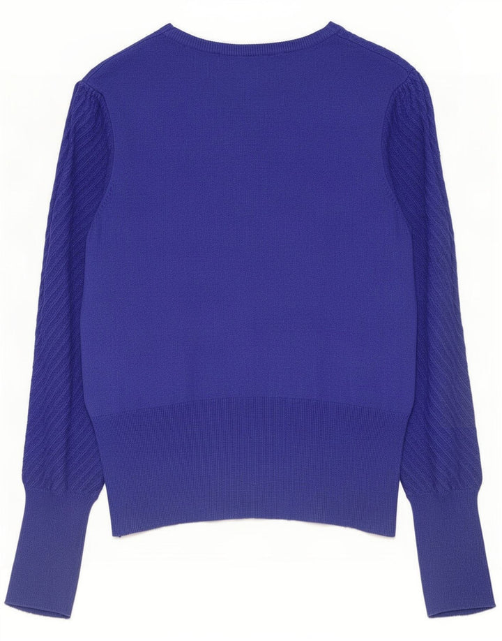 Marks & Spencer Womens Crop Boat Neck Jumper Sweater UK 12 Medium Blue