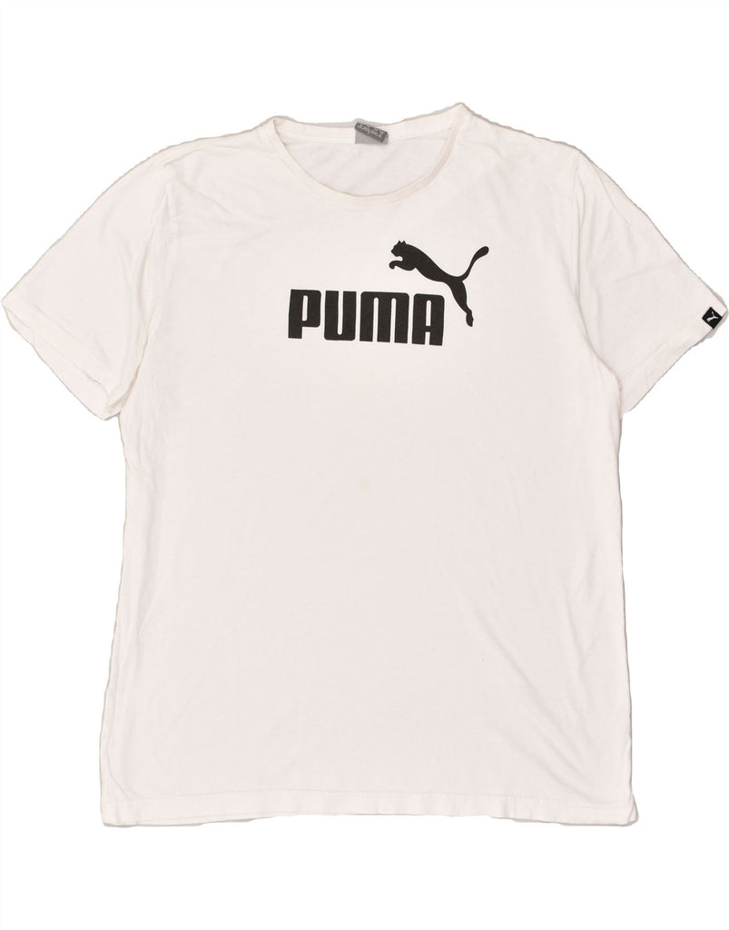 PUMA Mens Graphic T-Shirt Top XL White Cotton | Vintage Puma | Thrift | Second-Hand Puma | Used Clothing | Messina Hembry 