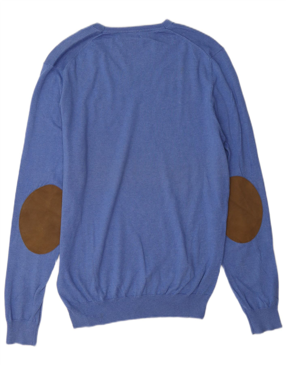 Massimo Dutti Mens V-Neck Jumper Sweater Medium Blue Cotton
