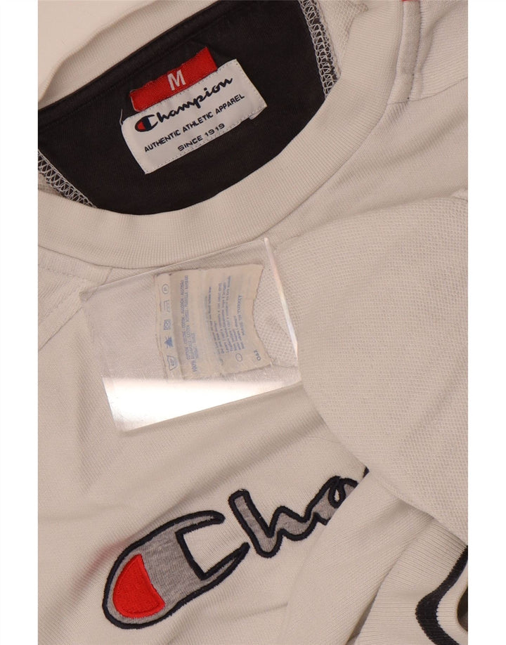 Champion Mens Graphic Sweatshirt Jumper Medium White Colourblock Cotton