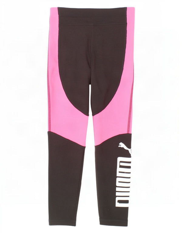 Puma Girls Graphic Capri Leggings 7-8 Years Black Colourblock Polyester
