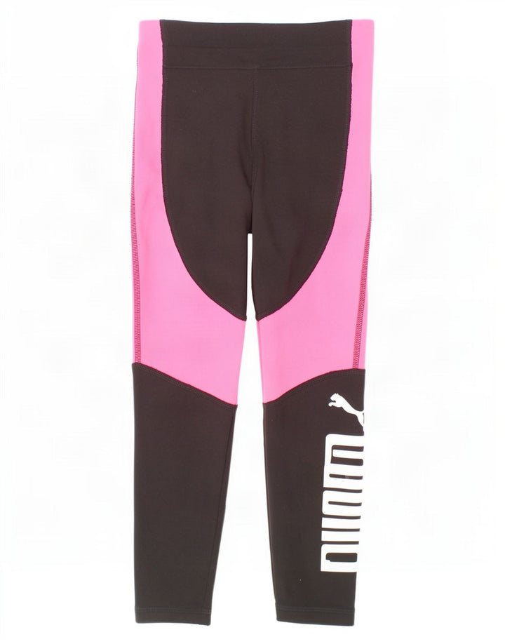 Puma Girls Graphic Capri Leggings 7-8 Years Black Colourblock Polyester