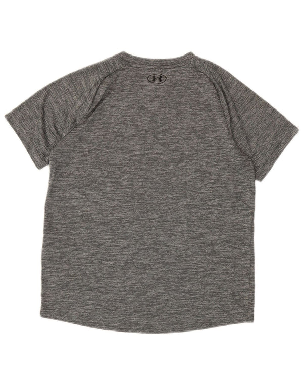 Under Armour Boys T-Shirt Top 11-12 Years Large Grey Flecked Polyester