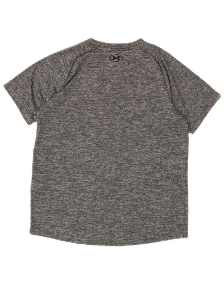 Under Armour Boys T-Shirt Top 11-12 Years Large Grey Flecked Polyester