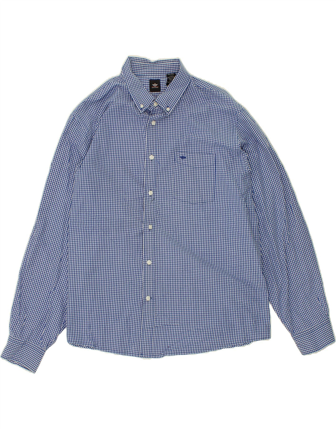 DOCKERS Mens Shirt 2XL Blue Gingham Cotton Vintage Dockers and Second-Hand Dockers from Messina Hembry 