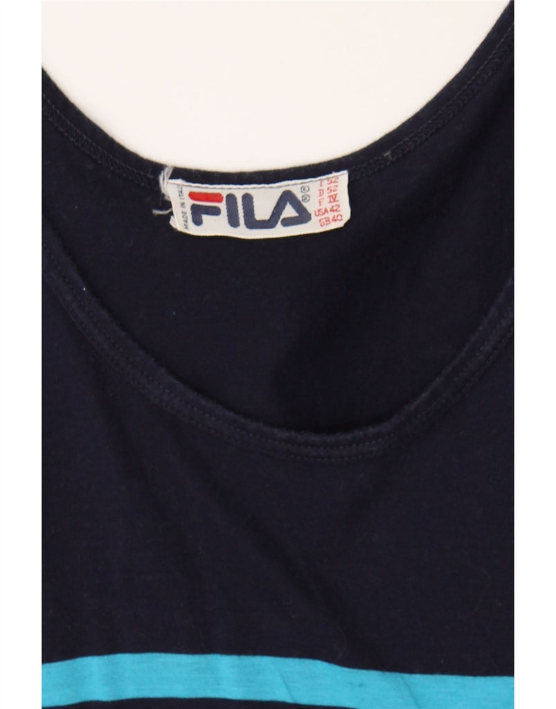FILA Womens Vest Top UK 14 Medium Navy Blue Striped Vintage Fila and Second-Hand Fila from Messina Hembry 