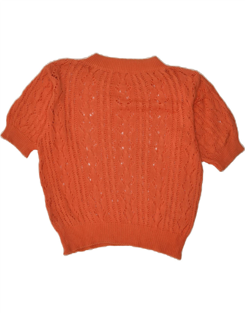 VINTAGE Womens Short Sleeve Boat Neck Jumper Sweater UK 16 Large Orange | Vintage Vintage | Thrift | Second-Hand Vintage | Used Clothing | Messina Hembry 