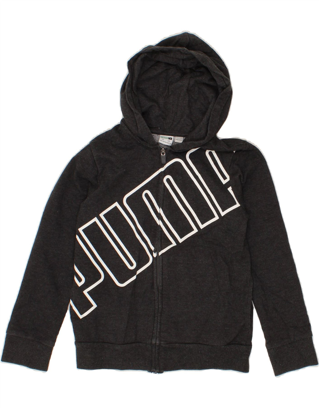 PUMA Boys Graphic Zip Hoodie Sweater 7-8 Years Small Grey Cotton Vintage Puma and Second-Hand Puma from Messina Hembry 