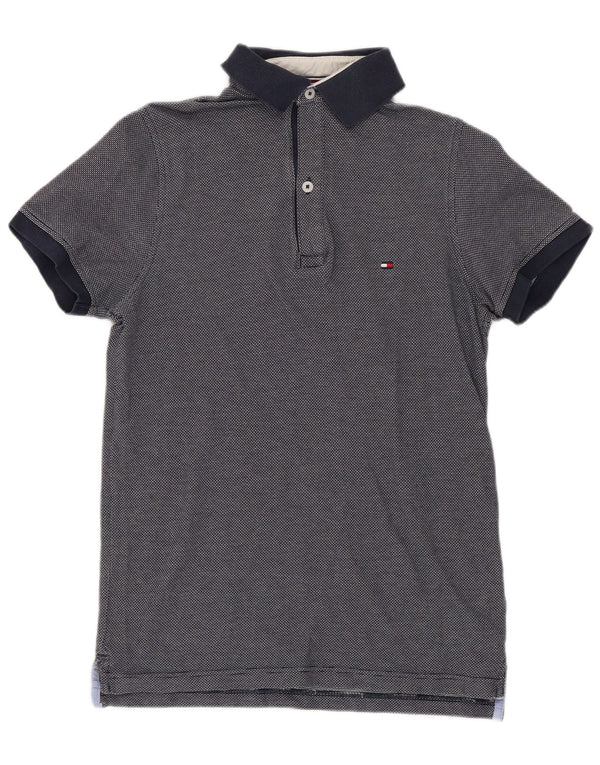 Tommy Hilfiger Mens Slim Fit Polo Shirt XS Navy Blue Spotted Cotton
