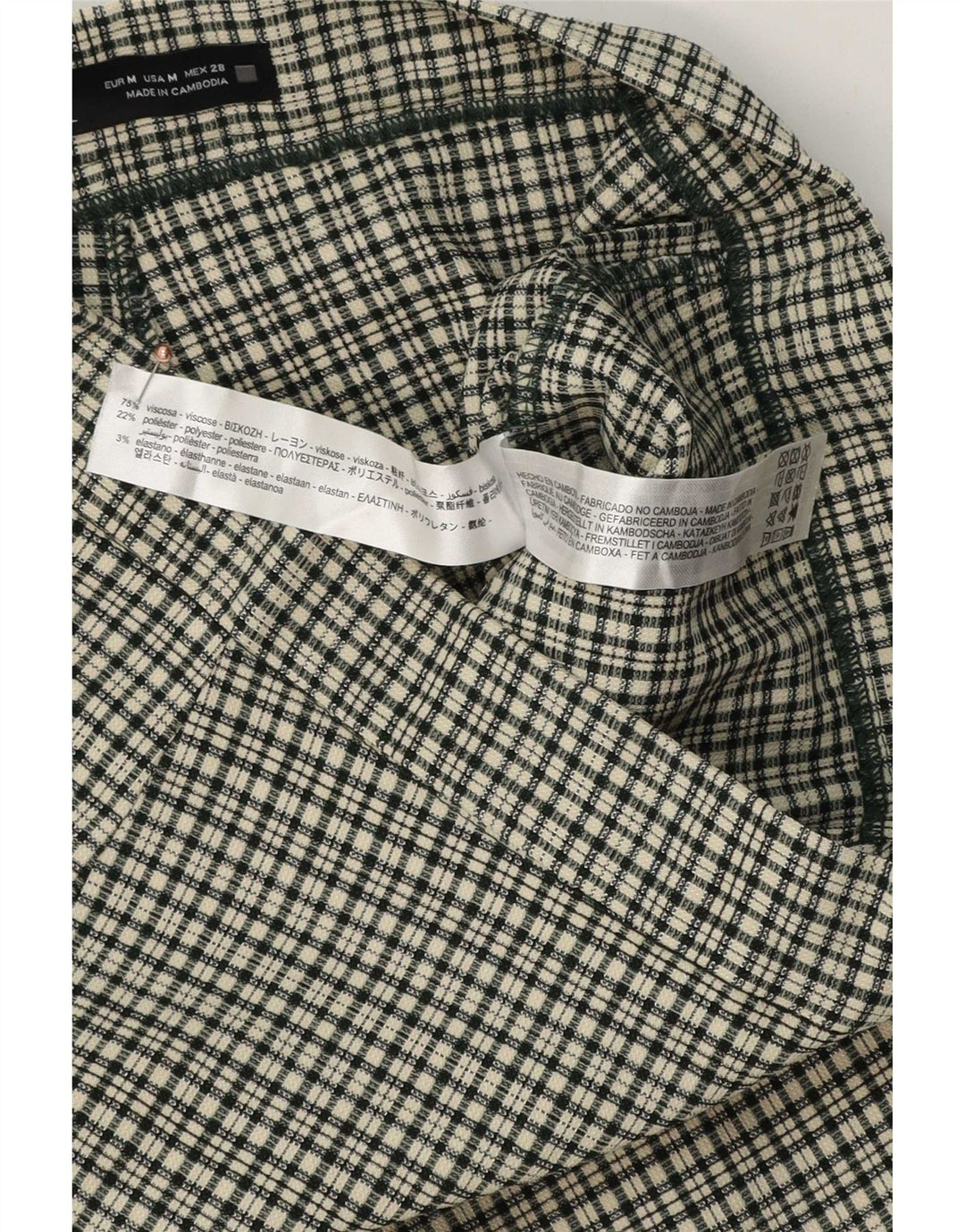 Zara Womens High Waist Casual Trousers Medium W28 L27 Multicoloured Gingham