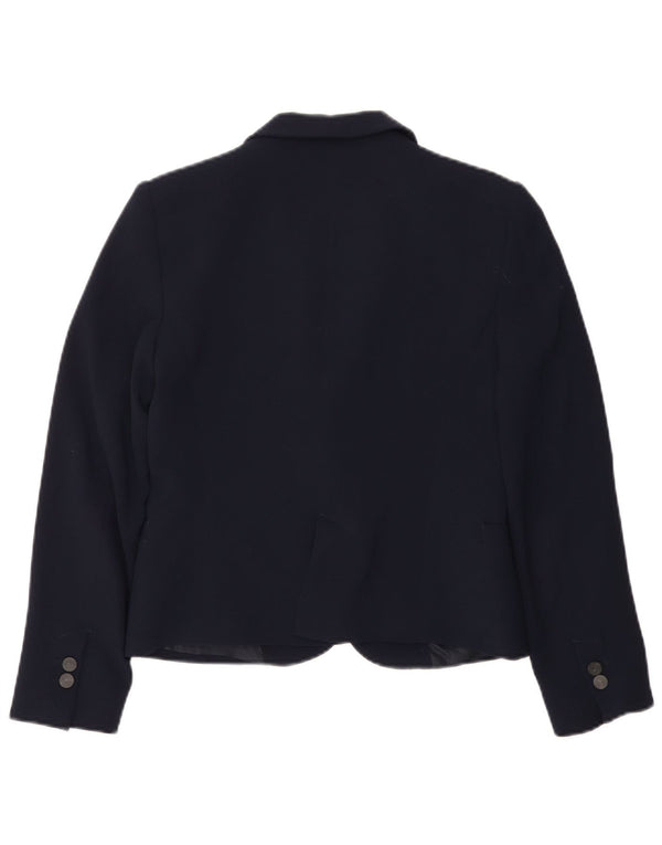 Zara Womens 1 Button Blazer Jacket UK 12 Medium Navy Blue