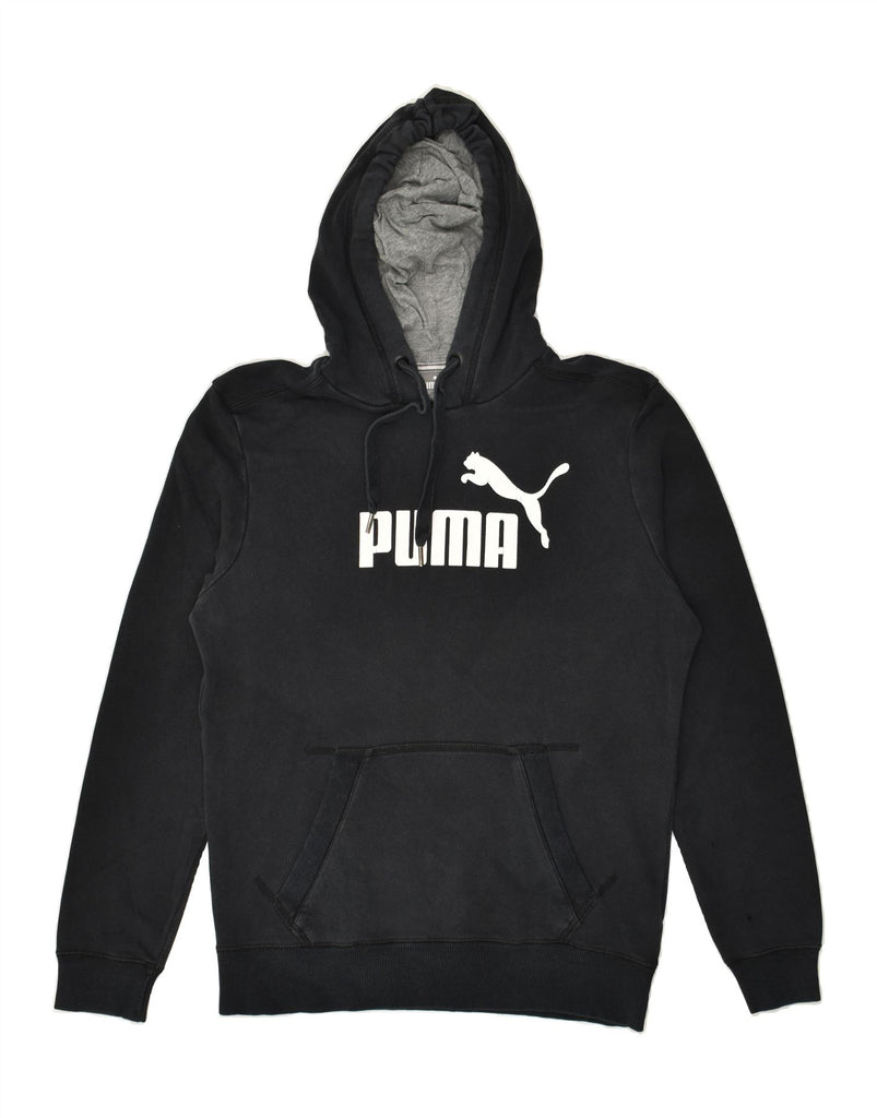 PUMA Mens Graphic Hoodie Jumper Small Black Cotton | Vintage Puma | Thrift | Second-Hand Puma | Used Clothing | Messina Hembry 