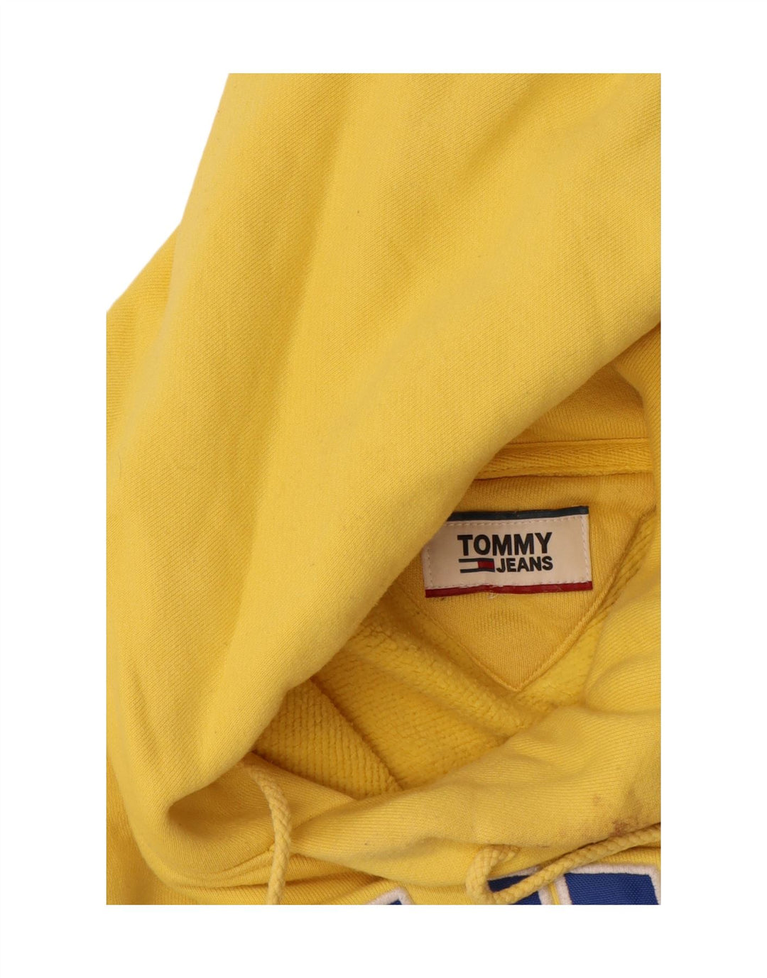 TOMMY HILFIGER Mens Graphic Hoodie Jumper Large Yellow Cotton