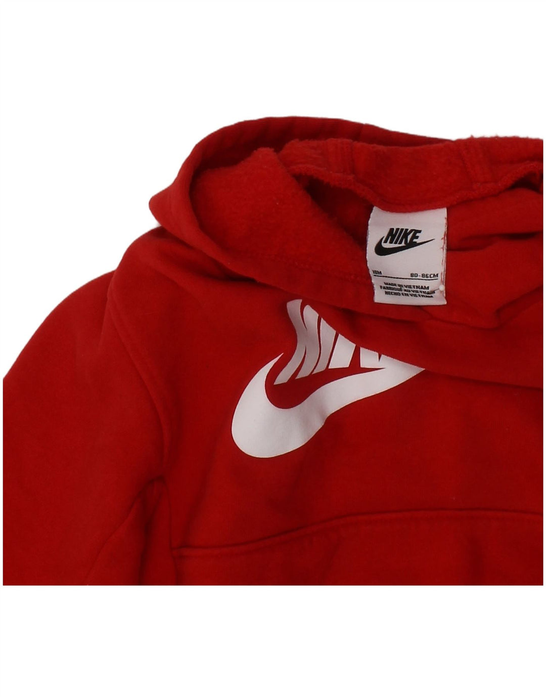 NIKE Baby Boys Graphic Hoodie Jumper 12-18 Months Red Cotton