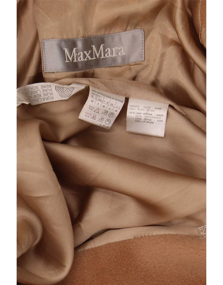 Max Mara Womens Oversized Double Breasted Coat UK 8 Small Beige Wool