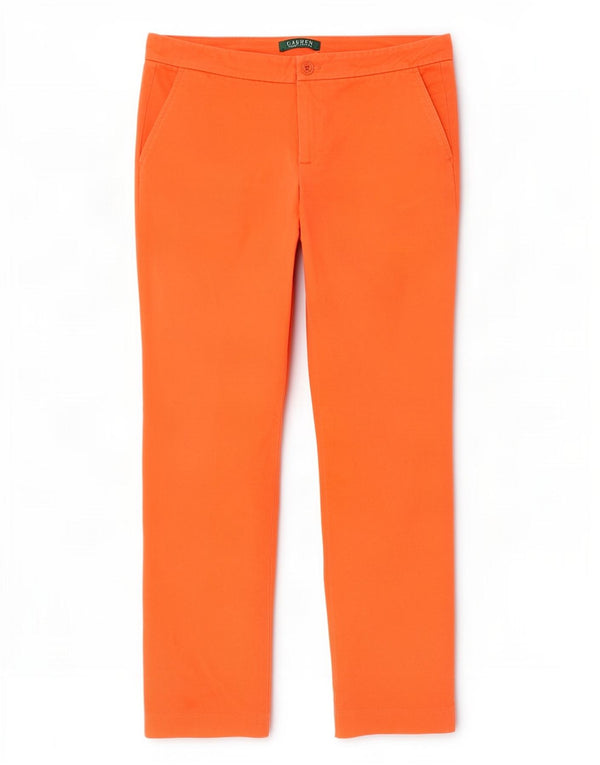 Ralph Lauren Womens Slim Chino Trousers US 6 Medium W30 L28 Orange Cotton