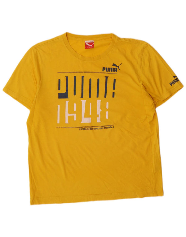 Puma Mens Graphic T-Shirt Top Medium Yellow