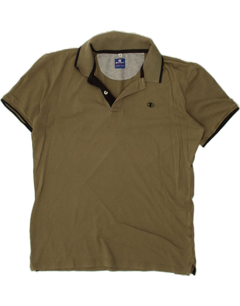 CHAMPION Mens Polo Shirt Medium Khaki | Vintage Champion | Thrift | Second-Hand Champion | Used Clothing | Messina Hembry 