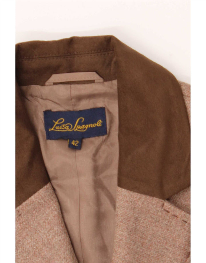 Luisa Spagnoli Womens 3 Button Blazer Jacket IT 42 Medium Brown Wool