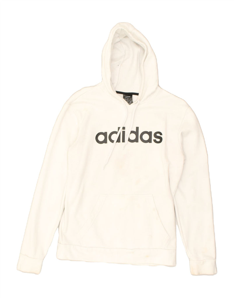 ADIDAS Mens Graphic Hoodie Jumper Small White Cotton | Vintage Adidas | Thrift | Second-Hand Adidas | Used Clothing | Messina Hembry 