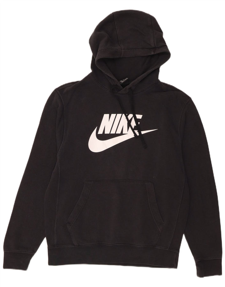 Nike Mens Graphic Hoodie Jumper Medium Black Cotton