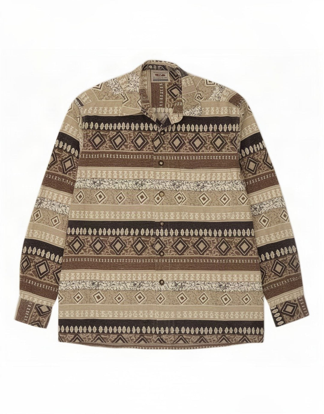 Georgio Piacente Mens Shirt Large Beige Geometric