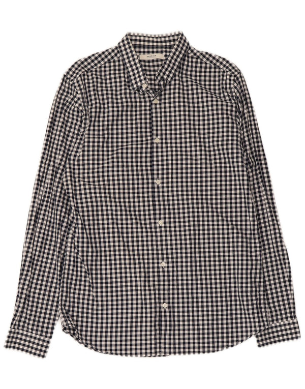 Jack & Jones Mens Shirt Medium Navy Blue Gingham Cotton