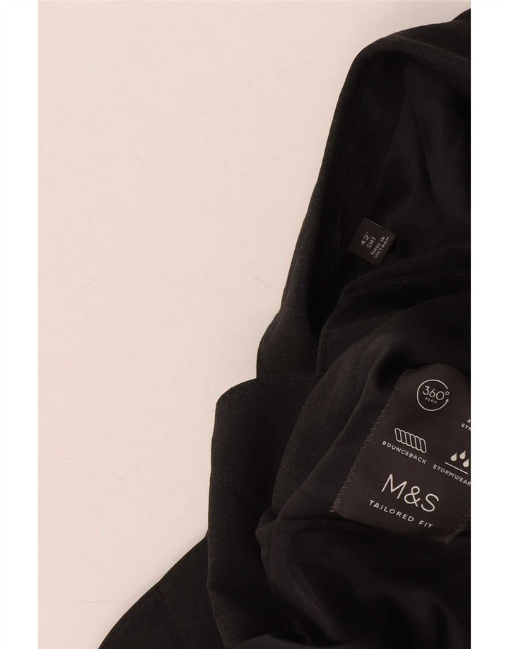 Marks & Spencer Mens Tailored Fit 2 Button Blazer Jacket UK 42 Large Black