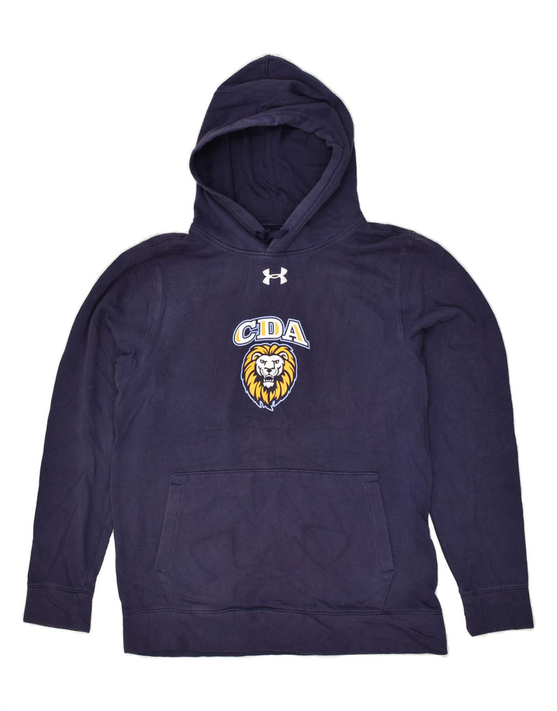 UNDER ARMOUR Mens Cold Gear Graphic Hoodie Jumper Small Navy Blue Cotton | Vintage Under Armour | Thrift | Second-Hand Under Armour | Used Clothing | Messina Hembry 